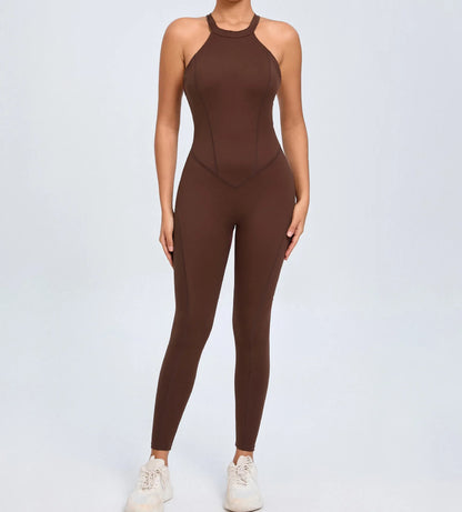Sports Jumpsuit Woman Gym Sexy Long Jumpsuits One Pieces Fitness Overalls Sportswear Mono Mujer Coffee Body Women Clothes New