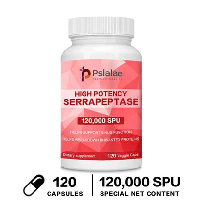 High Potency Serratiopeptidase Capsules - Supports Sinus Health and Airway Function and Improves Immunity Supplement