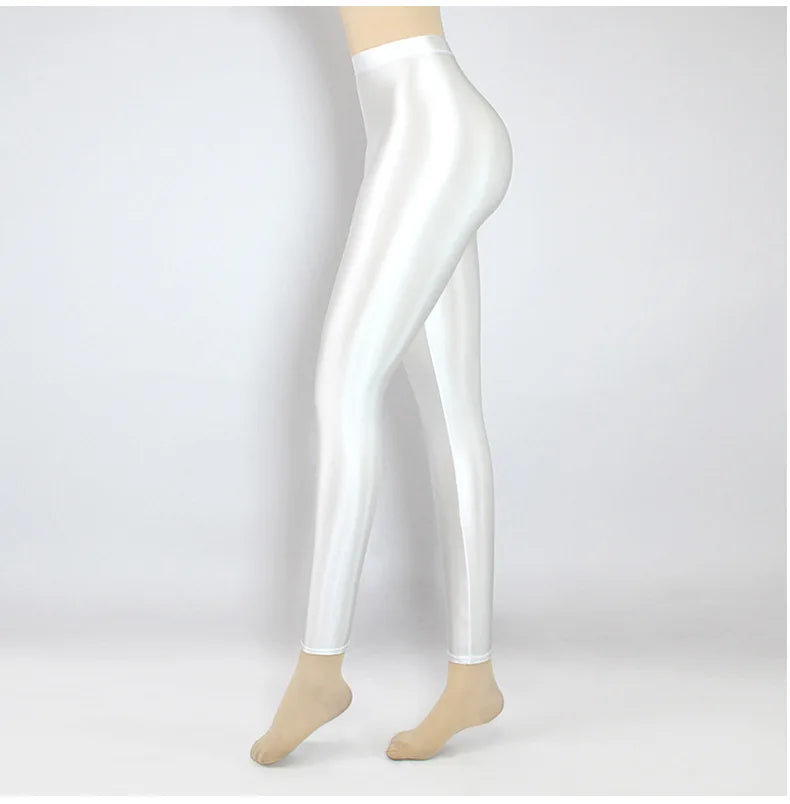 Plus Size Glossiness Pants Women Sexy Glossy Shiny Leggings High Waist Sport Fitness Yoga Pants Tights Leggings High Elastic