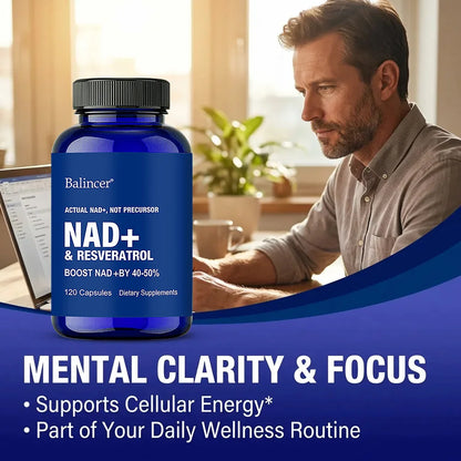 Resveratrol NAD+ Supplement - Support Cellular Health, Stamina & Healthy Aging, Supports DNA Repair and Healthy Metabolism