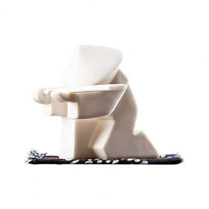 Incense Stick Burner Unique Delicate White Porcelain- Chinese Ceramic Samurai Censer Holder Home Decor Kung Fu Ceramic Sculpture