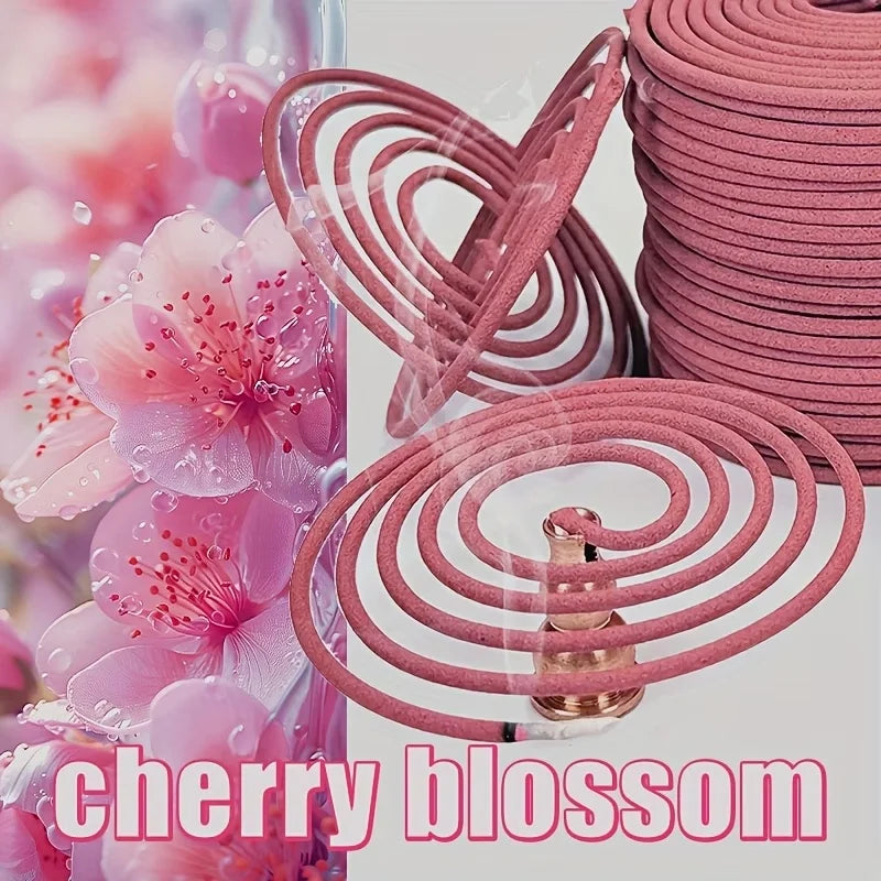 Sakura-Flavored High-Quality Classic Spiral Incense, 6.3cm Diameter Pure Handmade Incense, Traditional Craftsmanship, Natural and Rich Fragrance, Long-Lasting Scent, Portable Packaging, Convenient for Carrying, Suitable for H