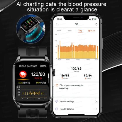 Smart Watches Men Air Pump Blood Pressure Accurate Measure Micro Physical Examination Sport Fitness Airbag SmartWatch ECG AMOLED