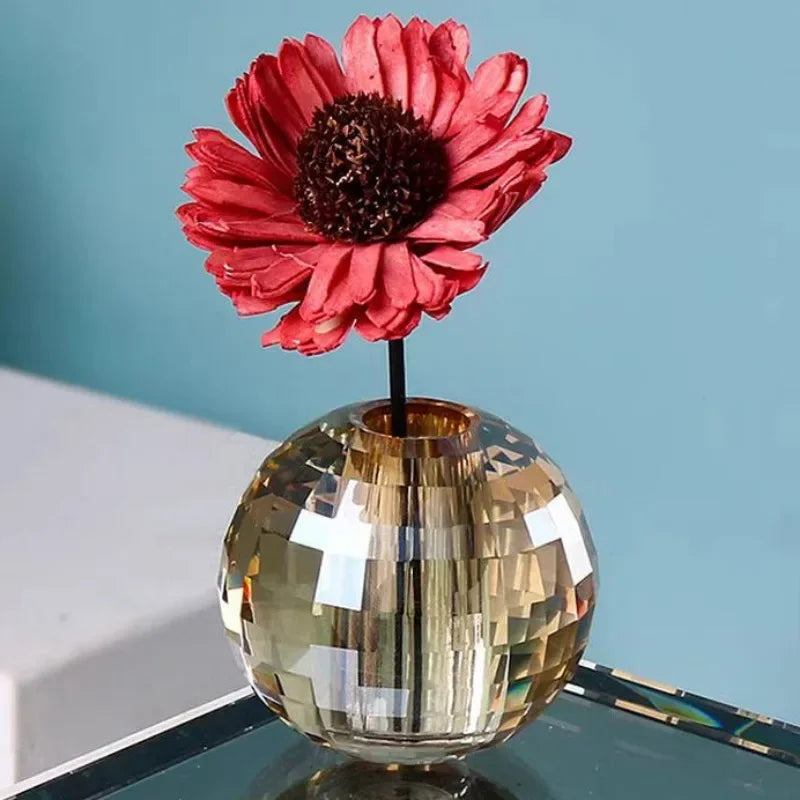 Modern Crystal Spherical Aromatherapy Candle Holder Cup Amber Crystal Aromatherapy Candle Holder Living Room Interior Decoration