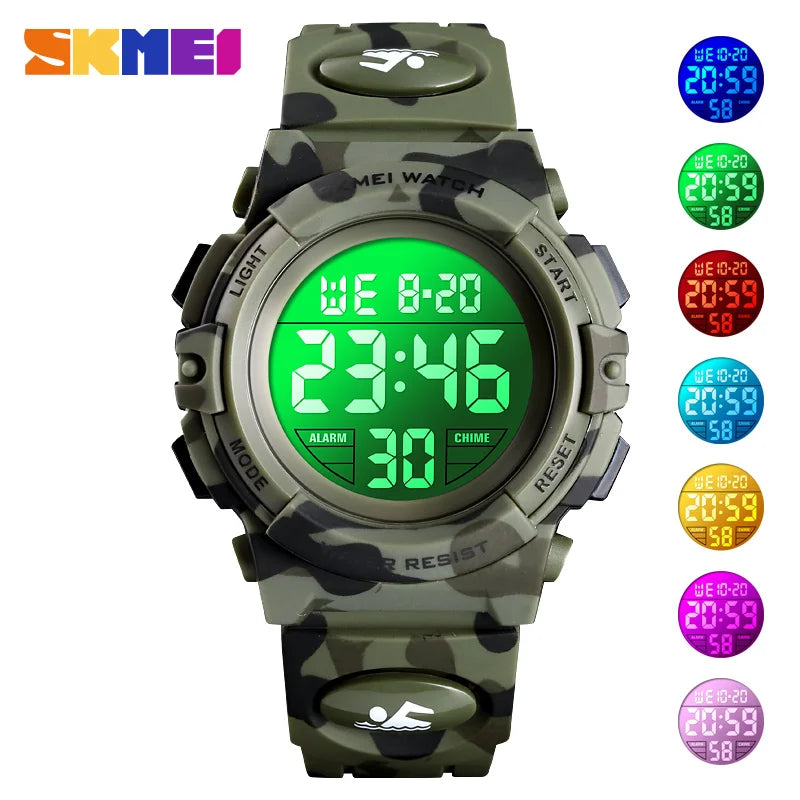 SKMEI 1548 Sport Children Shockproof Watch Waterproof Camouflage Colorful Light Boy Kids Girl Wristwatches 1266 relogio infantil