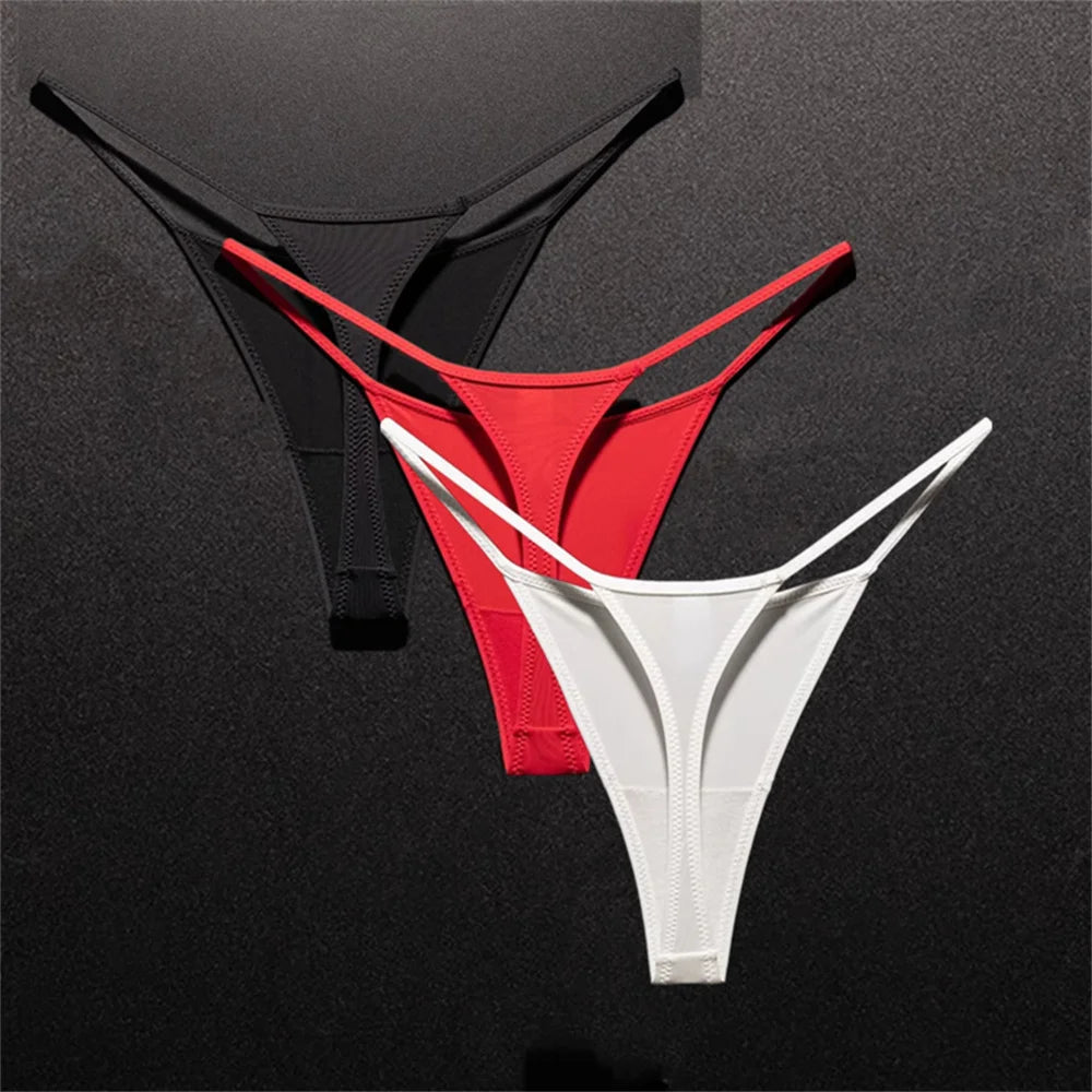 3PCS Sexy High Slit Transparent Mesh Thong Leopard Printed Fitness Female Hip Lifting G-strings Low Rise Seamless Mini Underwear