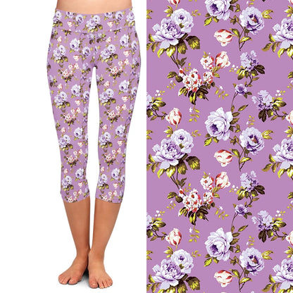 LETSFIND Summer New Arrival Women Capri Leggings Fashion High Waist 3D Flowers Digital Print Fitness Sexy Stretch Girls Leggings