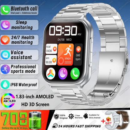 New BOXUXING Sports Smart Watch Men 700 mAh Battery Fitness Track IP68 Waterproof Heart Rate BT Call GPS Track Smartwatch Women