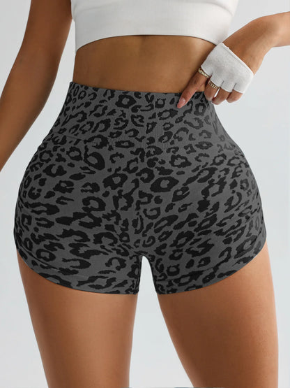 Women's Sexy Leopard Print Yoga Shorts Casual High Waist Skinny Fitness Sports Shorts Female Gym Runing Tights Super-short Pants