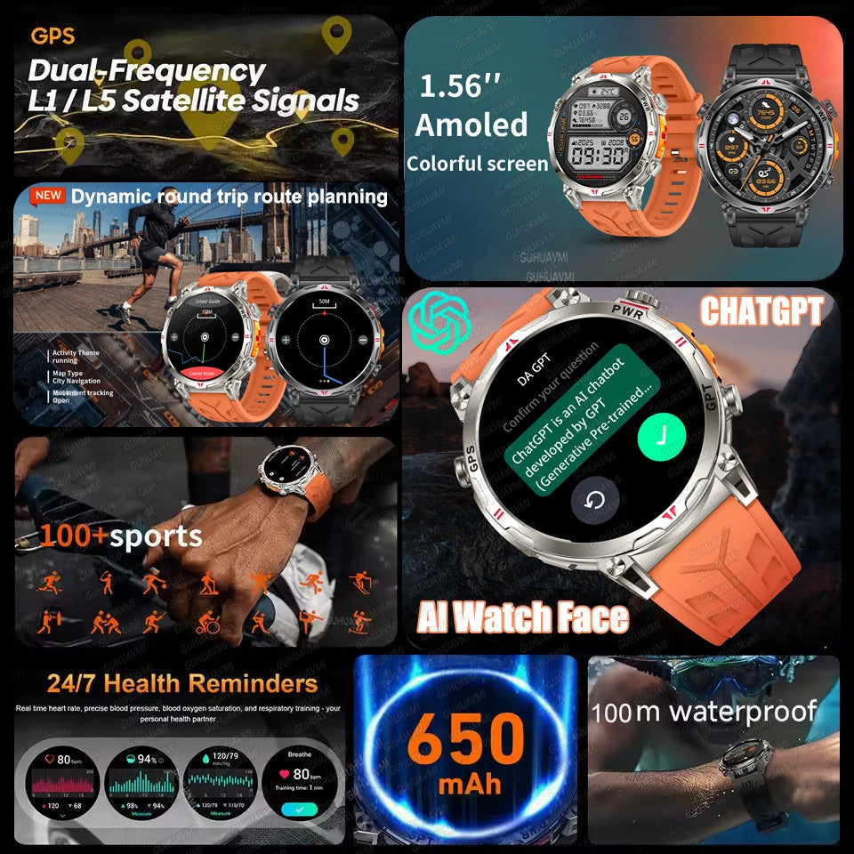 2026 New Ultra 650mAh Battery Smart Watch Built in GPS Compass 10ATM Waterproof Sports tracker Outdoors Military Smartwatches