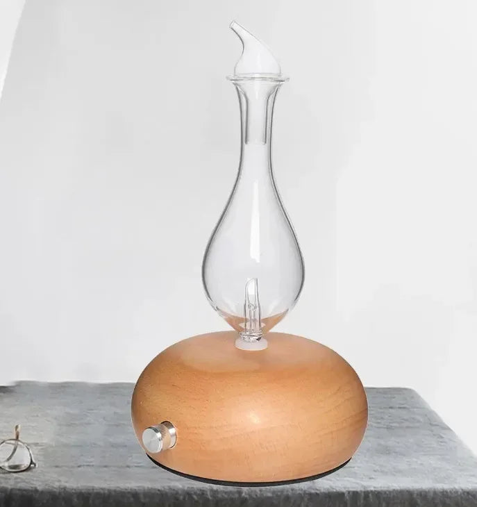 Waterless Essential Oils Diffuser Aromatherapy Fragrance Diffuser Without Water Wooden Glass Aroma Nebulizer Vaporizer for Home