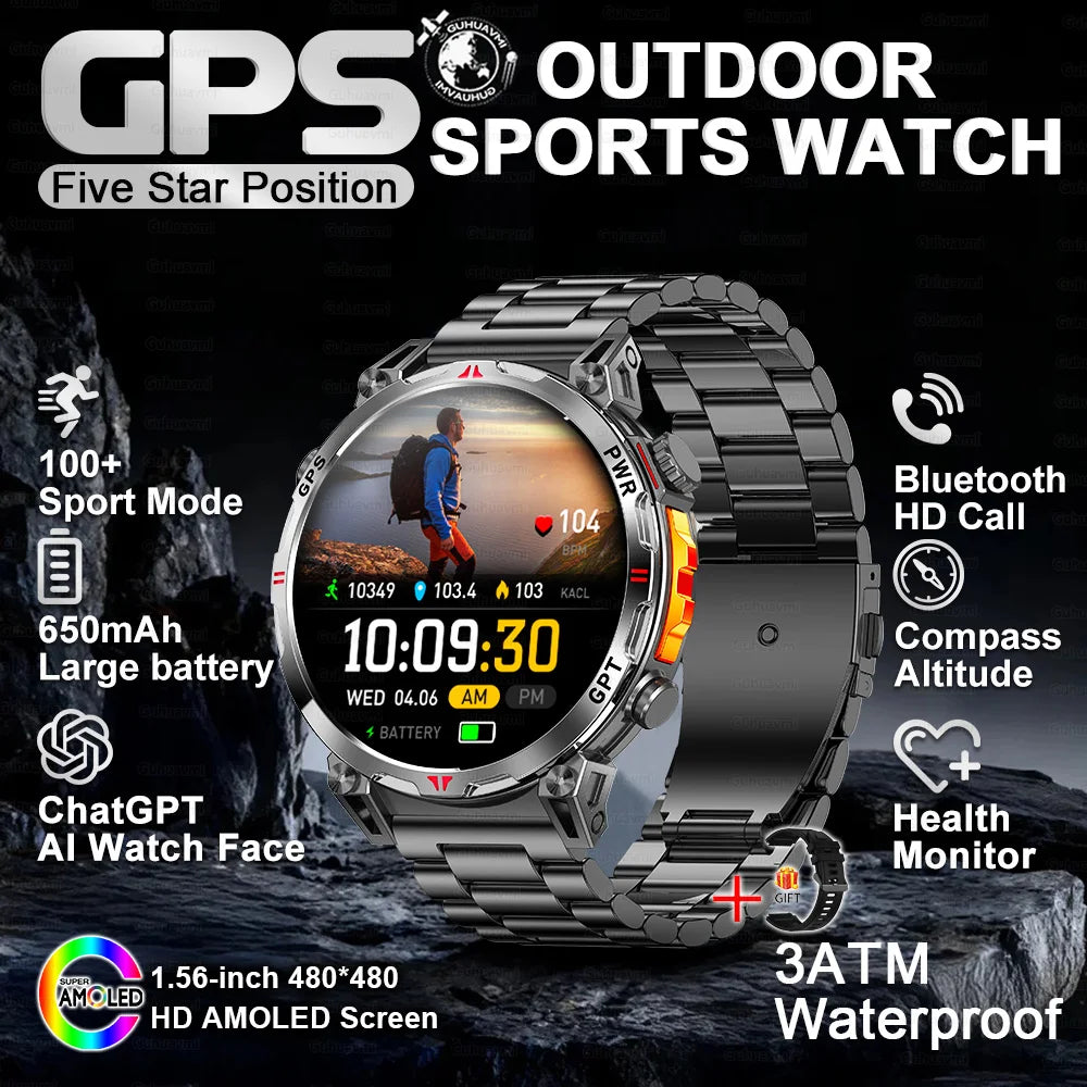2026 New Ultra 650mAh Battery Smart Watch Built in GPS Compass 10ATM Waterproof Sports tracker Outdoors Military Smartwatches