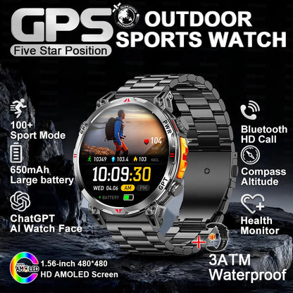 2026 New Ultra 650mAh Battery Smart Watch Built in GPS Compass 10ATM Waterproof Sports tracker Outdoors Military Smartwatches
