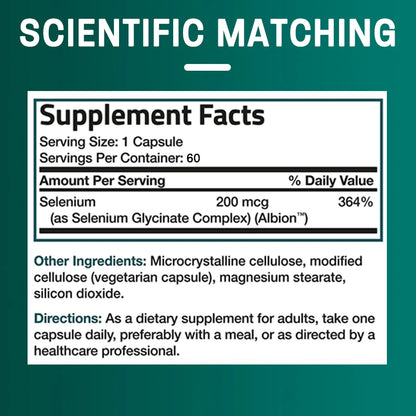 Balincer 200mcg Mineral Antioxidant Supplement with Selenium - Supports Immune, Overall Health - Non-GMO, Easy to Absorb