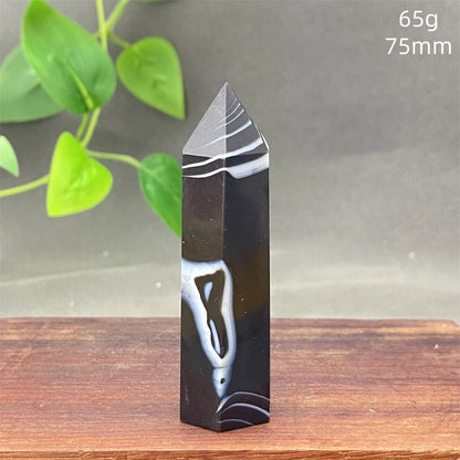 Black Agate Crystal Tower Natural Gem Obelisk Exquisite Home Decoration Ornament Rare Material for Relaxation And Energy