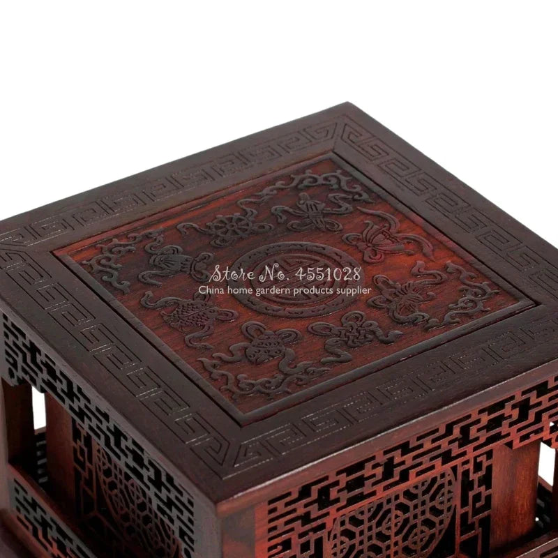 Red Rosewood Incense Burner Double-Layer Sandalwood Box Wood Carving Crafts Solid Four-Corner Ornament Home Decor