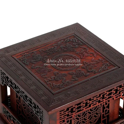 Red Rosewood Incense Burner Double-Layer Sandalwood Box Wood Carving Crafts Solid Four-Corner Ornament Home Decor