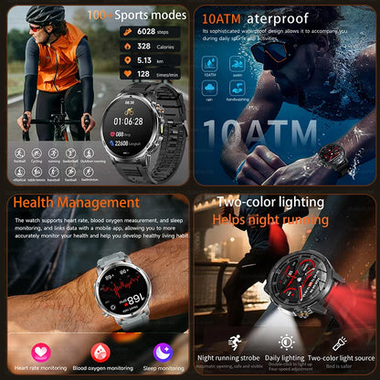 2026 New outdoor Smart watch Men 1.85 Inch AMOLED On Display 1000mAh Battery BT Call Heart Rate SpO2 Fitness Tracker Wristband