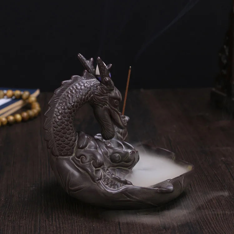 Dragon Backflow Incense Burner Big Size Sandalwood Incense Sticks Holder Ceramics Home Decor Ornaments