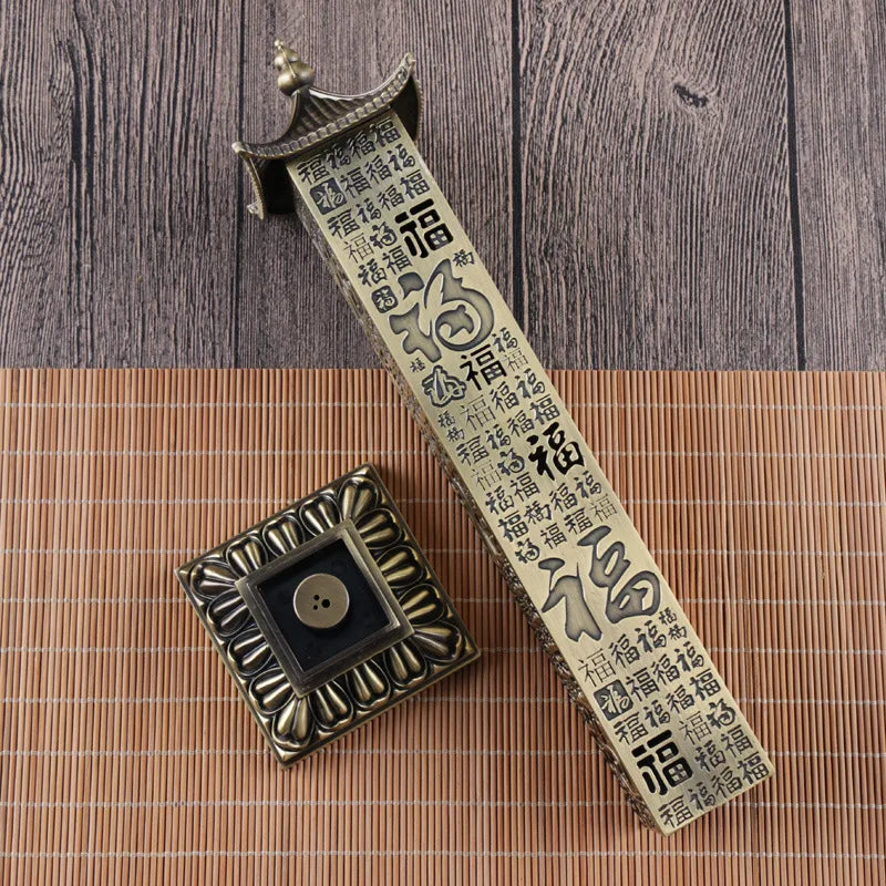 Tea Ceremony Large Vertical Incense Burner Scripture Alloy Column Incense Insert Indoor Ornament Home Office Decoration