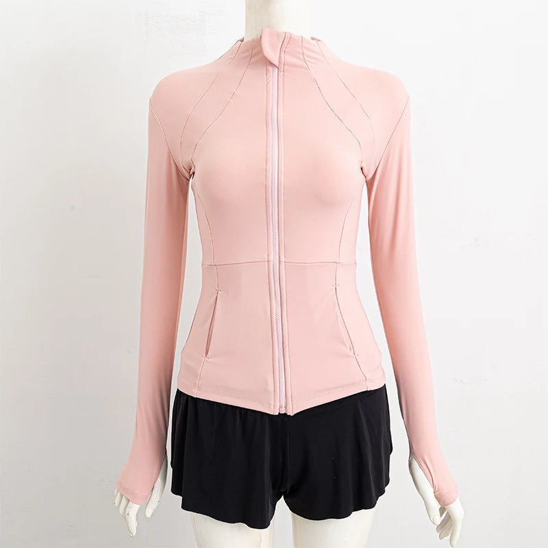 Yoga Clothes Windbreaker Women's Autumn Winter Professional Sports Jogging Cycling Long-sleeved Fitness Running Shirts Tops Gym