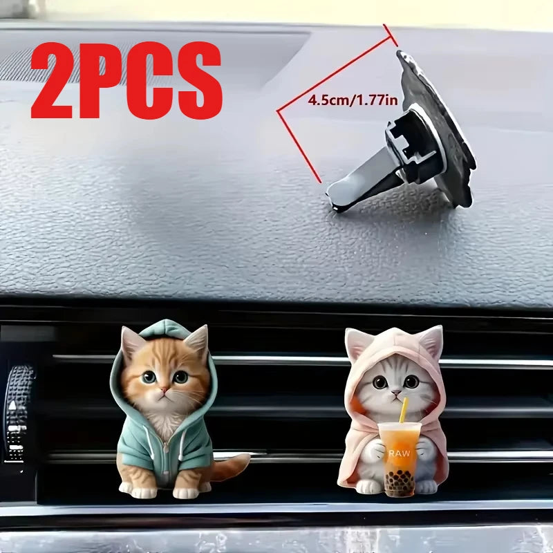 2PCS Cute Cat Acrylic Car Decoration Fragrance Sheet Long-lasting Fragrance Ventilation Clip Decoration and Aromatherapy