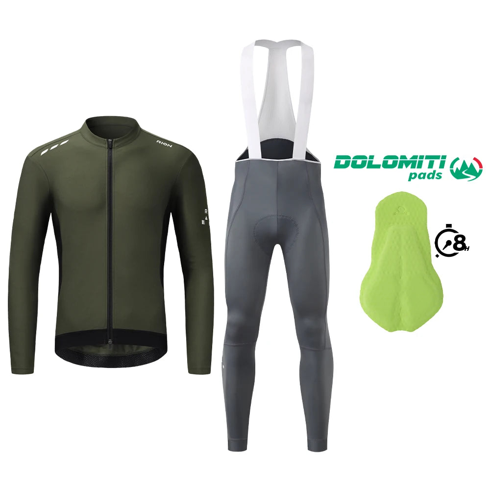 RION Cycling Sets Pro Bicycle Clothing Men Bike Pants Long Sleeves MTB Jerseys Men's Outfit Two Pieces Set Autumn Spring 15-25℃