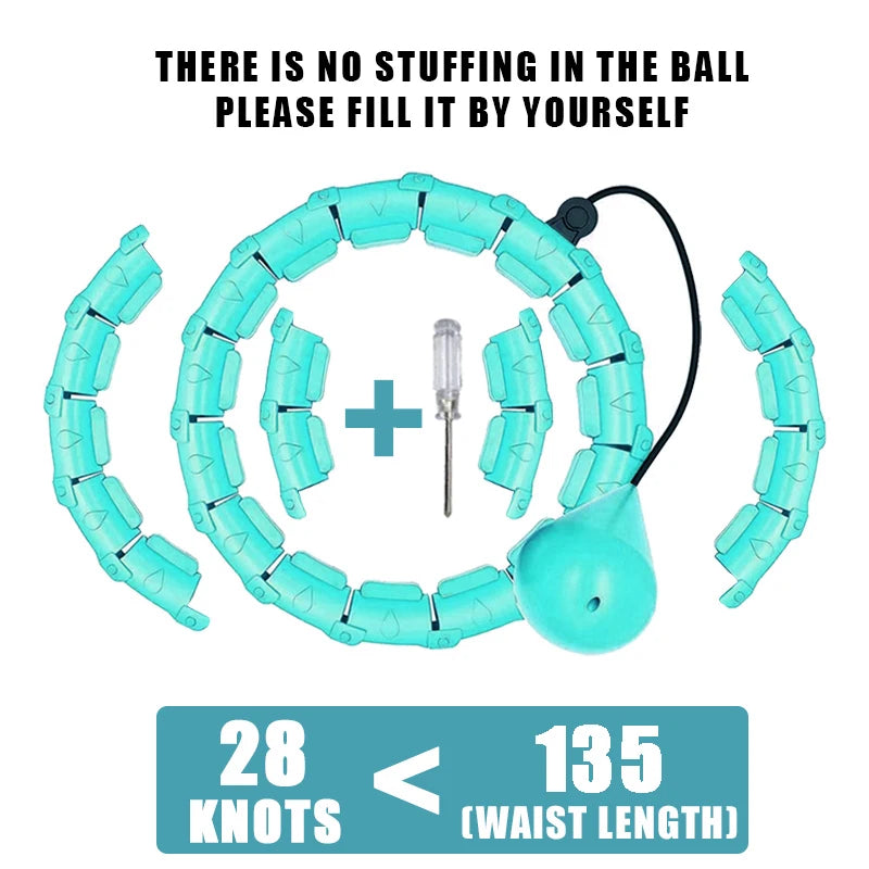 Weighted Fitness Hoop for Adults & Kids Detachable Knots Abdomen Weight Loss 2 in 1 Abdomen Fitness Weight Loss Massage