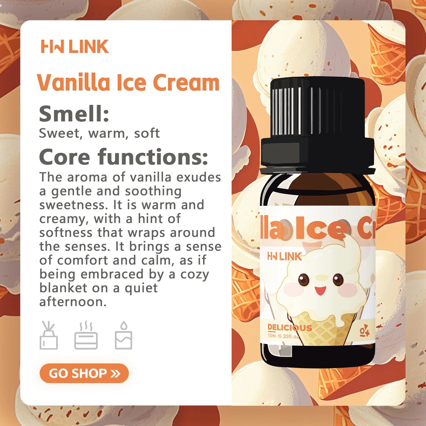10ml Vanilla Ice Cream Essential Oils Perfumes Fragrance Oils For Aromatherapy Diffusers Home Yoga Skin Care Diy Candle And Soap