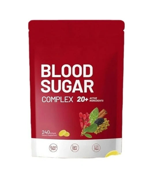 Blood Sugar Complex Supplement Advanced Formula with 20 Herbs and Vitamins Daily Health Support 240 Softgels Per Bag Vegan