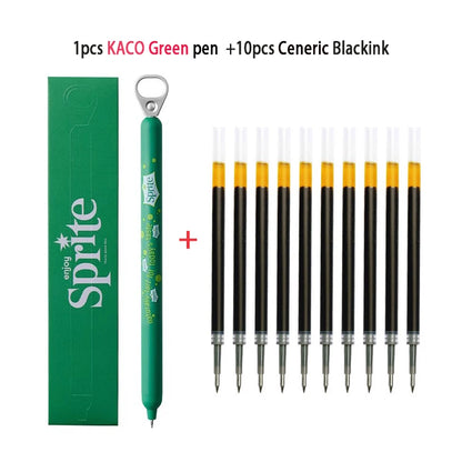 New KACO x Sprite Limited Edition Gel Pen,Dual Ball Pen Quick Drying Stylo 0.5mm Click Smooth Writing For School&Journaling