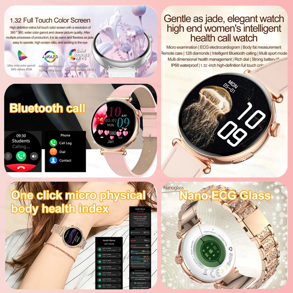New Smart Watch For Women Gift Full Touch Screen Sports Fitness Watches Bluetooth Calls Digital Female health Smartwatch Ladies