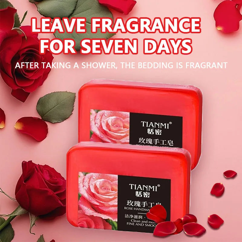 Rose essential oil soap deeply cleanses your face and body, leaving a long-lasting fragrance while moisturizing and hydrating