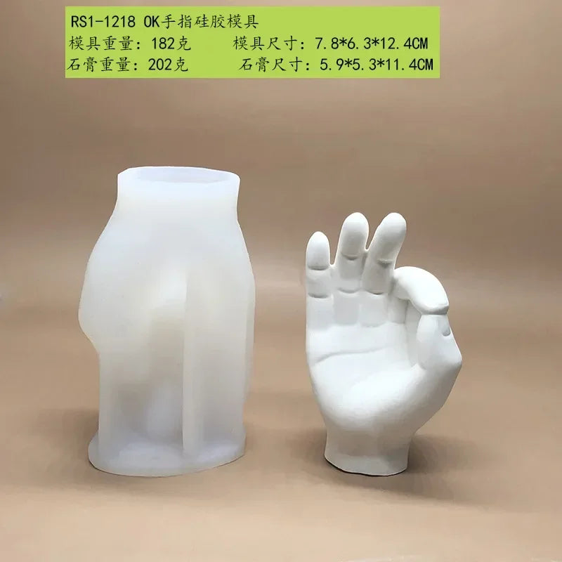 Gesture Candle Mold Diy Aromatherapy Plaster Thumbs Up Victory Bier Middle Finger Cake Silicone Mould Epoxy Candle Making Molds