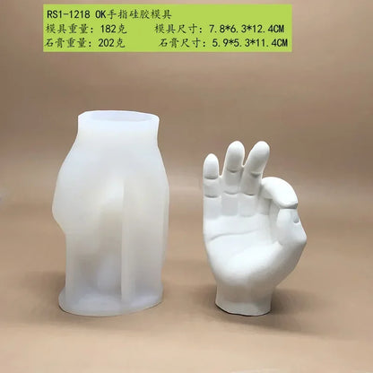 Gesture Candle Mold Diy Aromatherapy Plaster Thumbs Up Victory Bier Middle Finger Cake Silicone Mould Epoxy Candle Making Molds