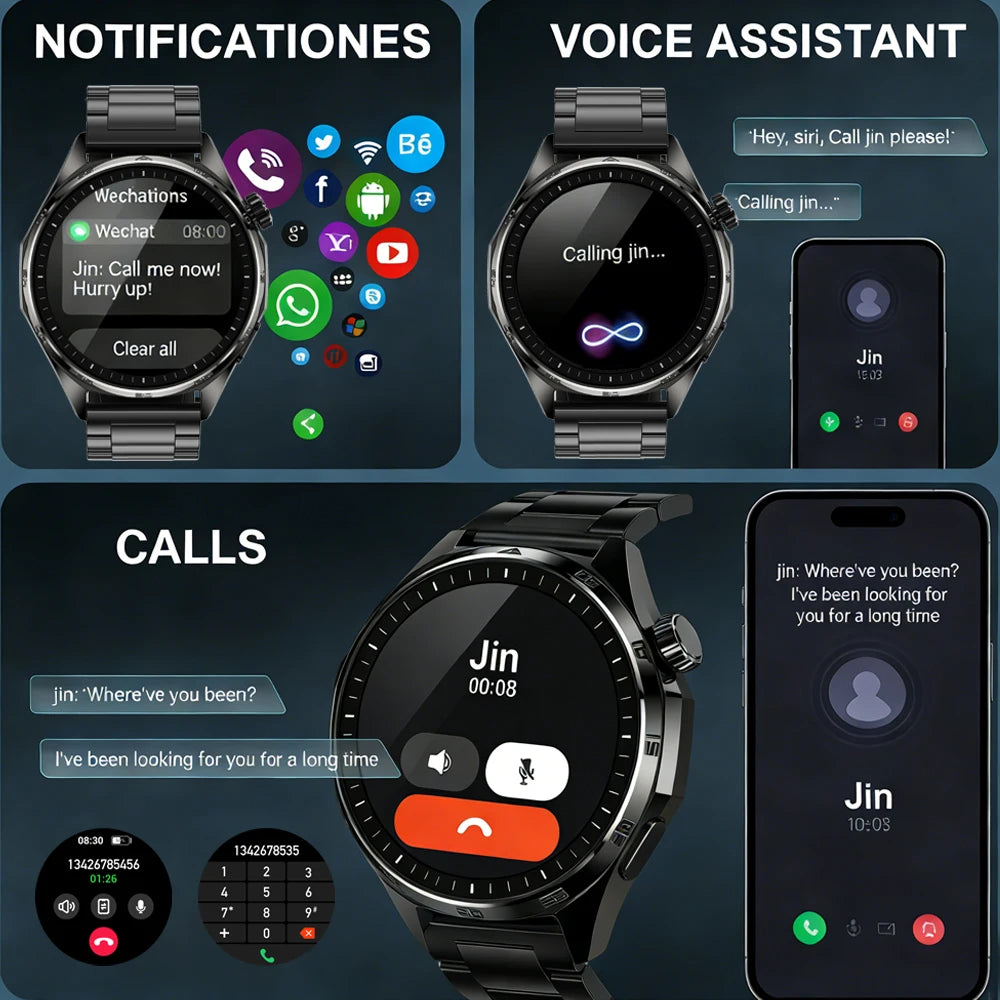 2026 New Watch 6 PRO Bluetooth Call Smart Watches Men GPS Tracking Sports Fitness IP68 Waterproof 1.53inch AMOLED Smartwatch