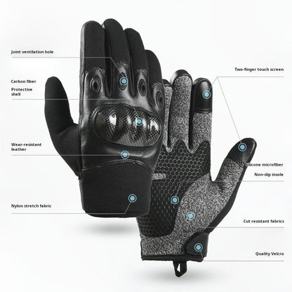 Full finger and half finger tactical gloves, touch screen anti cutting and anti stabbing, made of carbon fiber and leather mater