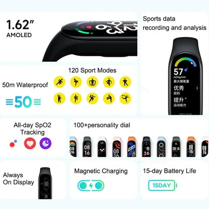 Xiaomi Mi Band 7 Smart Bracelet 6 Color AMOLED Screen Miband 7 Blood Oxygen Fitness Traker Bluetooth Waterproof Smart Band