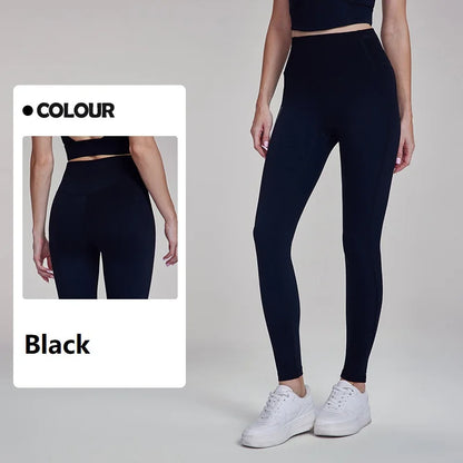 Women's Yoga Leggings Lycra Naked Feel Antibacterial with Pocket Reflective Print Fitness Sports Trousers