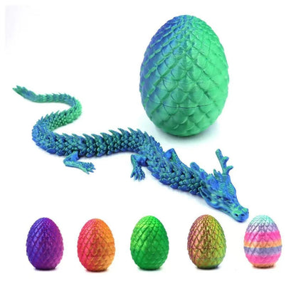 Flexible Articulated Dragon Miniature Model with Egg Decorative Craft 3D Printing Ornament for Bedroom Shelf Desktop Adornment