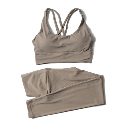 TRY TO BN Yoga Set Fitness Sports Bra Naked Leggings Women's Tracksuit Sportwear Breathable Workout Two Pieces Suit Gym Clothing