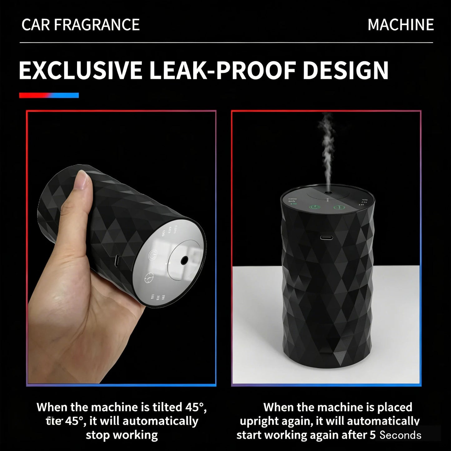 Smart Car Aluminum Alloy Aromatherapy Machine, Dual-Fluid Car Aromatherapy, Waterless Essential Oil Rechargeable Diffuser Fragra
