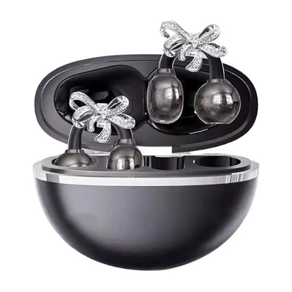 Vivo Wireless Bluetooth Open Ear Headphones Clip-on Earbuds with Detachable Crystal Bowknot Earrings For Sports Fitness Workouts