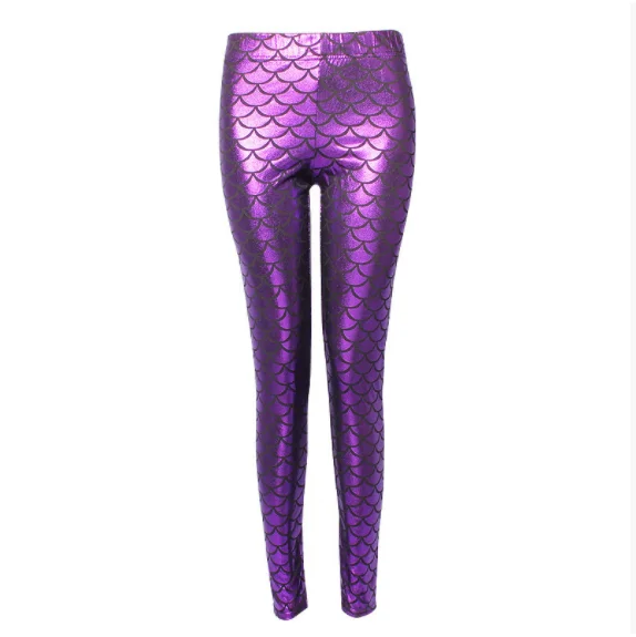 Woman Mermaid Fish Scale Leggings Slim Skinny Leggings Multicolor Printing Spring Summer Running Gym Stretchy Pants Trousers