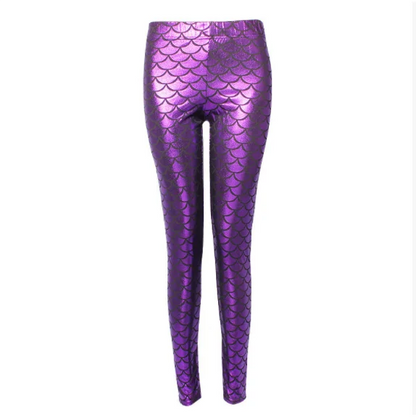 Woman Mermaid Fish Scale Leggings Slim Skinny Leggings Multicolor Printing Spring Summer Running Gym Stretchy Pants Trousers