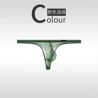 Men's Underwear Ultra-Thin Ice Silk Thongs Low-Waist Sexy T-Panties Transparent Fitness Sport Underwear Summer Thin Model Briefs