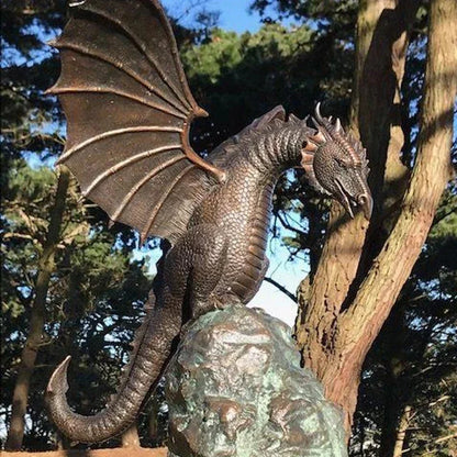 Precision Casting Fire-breathing Dragon Sculpture Waterscape Resin Fountain Majestic Dragon Sculpture Home Garden Decoration