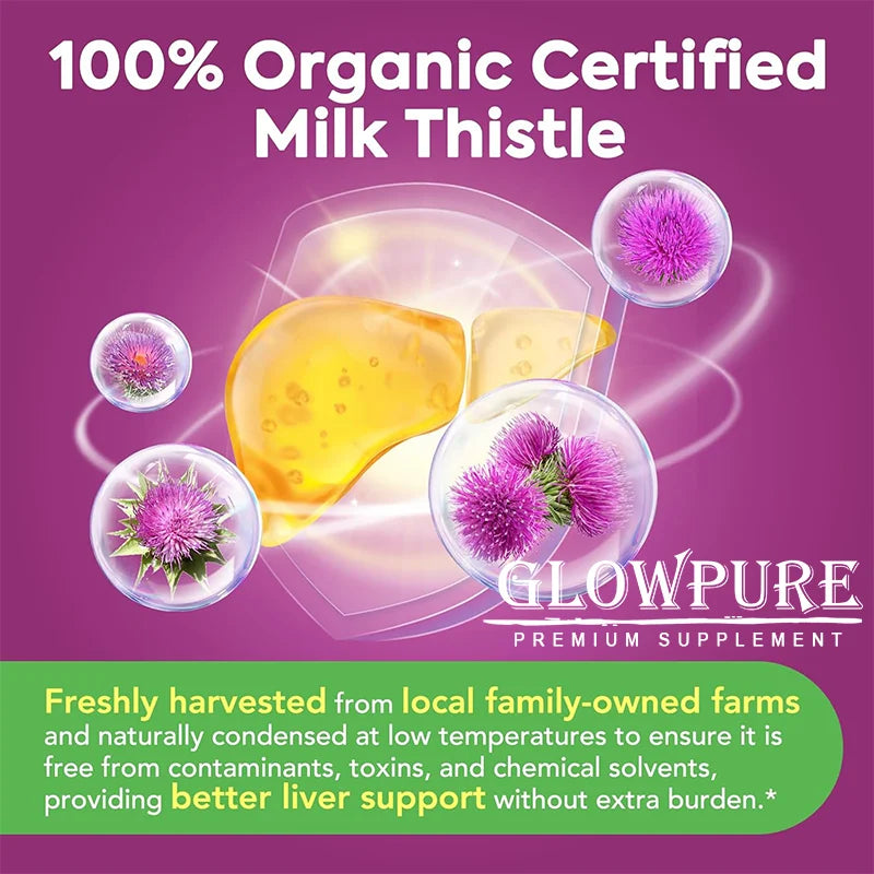 Organic Milk Thistle 9000mg 30X Concentrated Seed Extract, 80% Silymarin, Liver Support Cleanse Detox, Fatty Liver Supplements