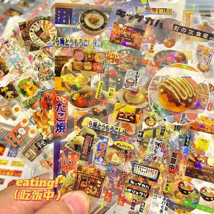 10Pcs Laser Retro Japanese Stickers Diy Diary Journaling Material Decoration Sticker Aesthetic for Laptop Stationery