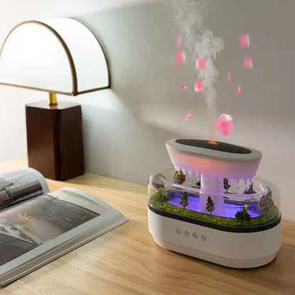 Rain Cloud Aroma Diffuser Small Air Humidifiers Water Drip Micro Landscape Essential Oils Ultrasonic Diffuser with 6 Night Light